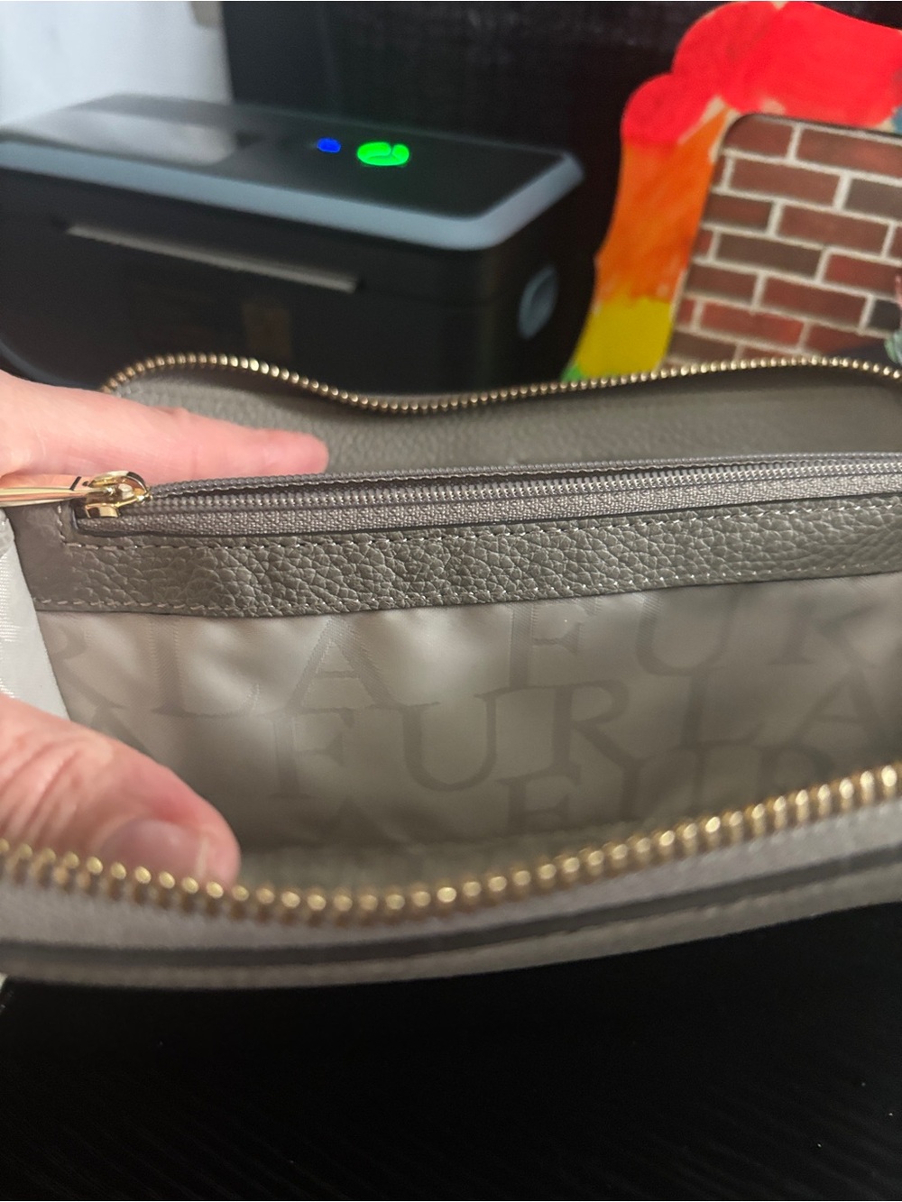 Furla Light gray  Pebbled Zip-Around Wallet with Gold Logo - Picture 10 of 14